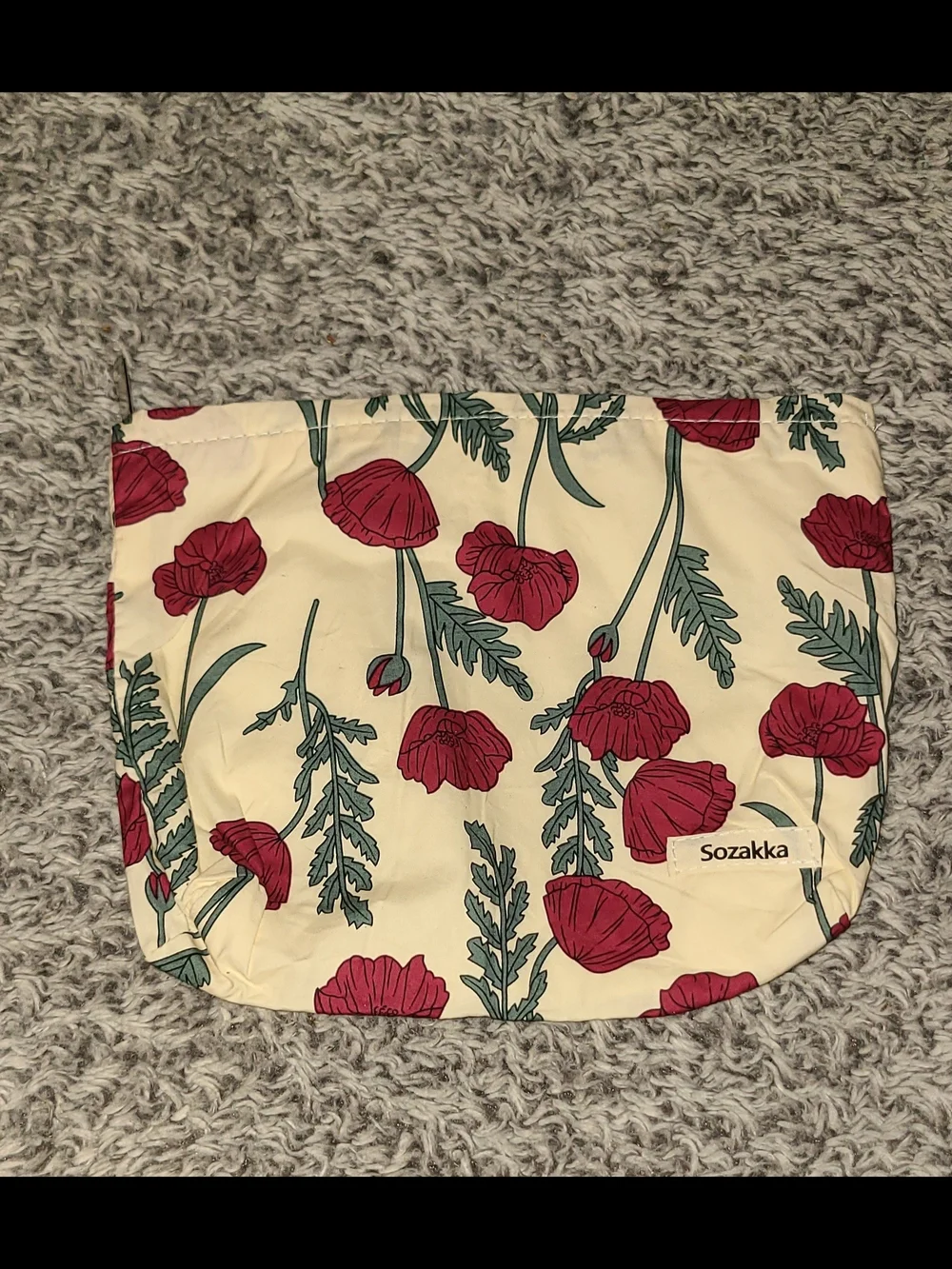 Sozakka Cosmetic Makeup Bag Flowers Multicolor 10 X 8” Red White